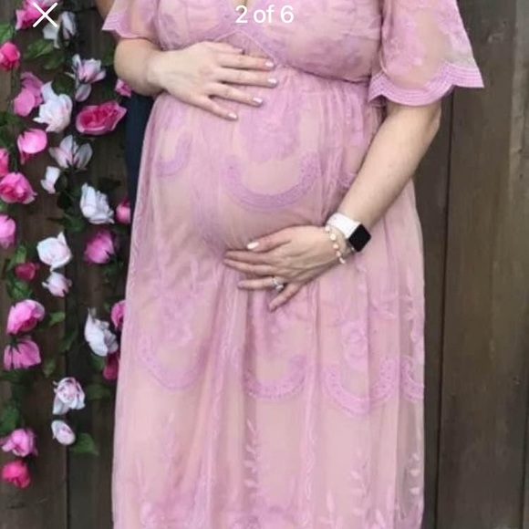 Pink blush maternity dress, color matched actual photos not model pics from web - Picture 2 of 6